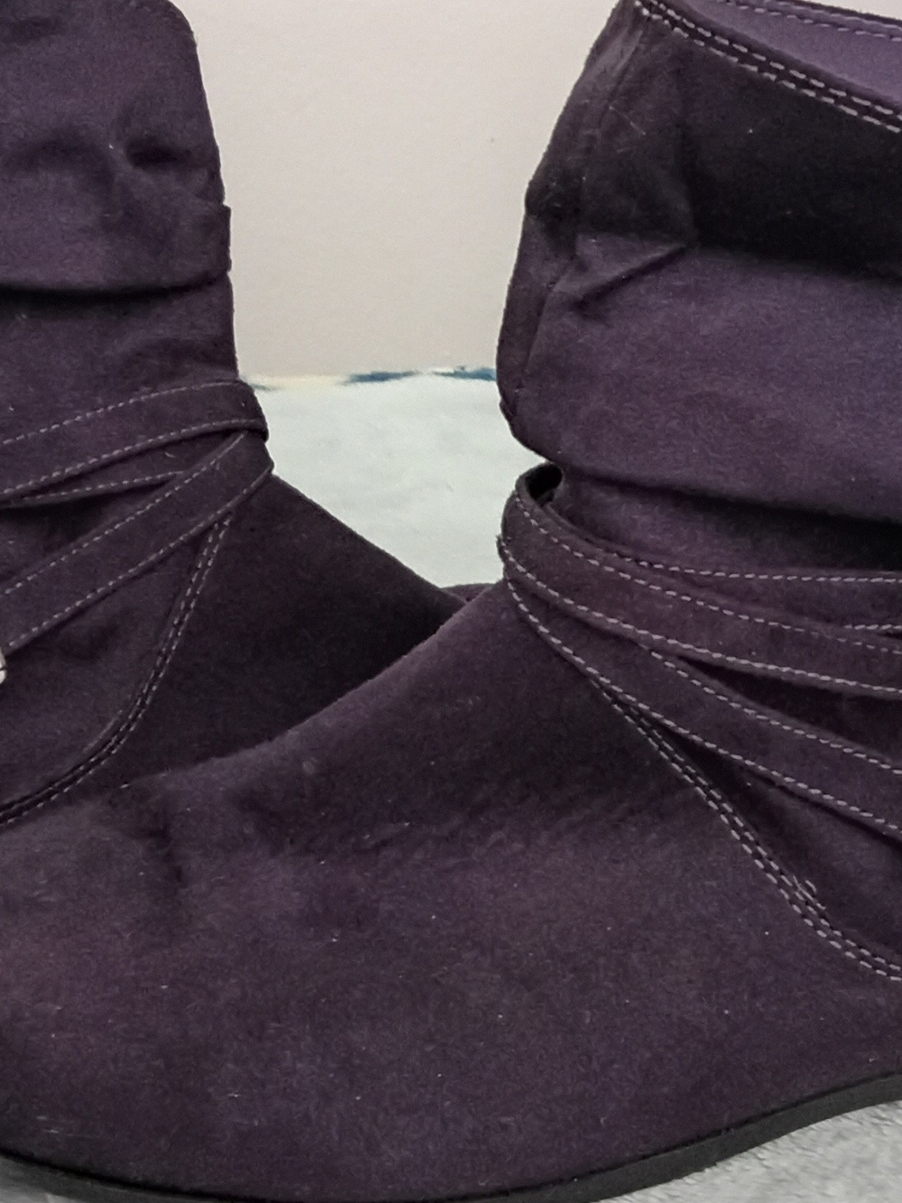 LOWER EAST SIDE Purple Suede Slouch Ankle Boots